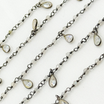 Load image into Gallery viewer, Labradorite & CZ Dangle Oxidized Wire Chain. LAB109