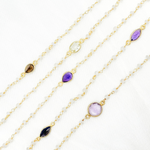 Load image into Gallery viewer, White Moonstone & Multi Stone Gold Plated Wire Chain. MS70