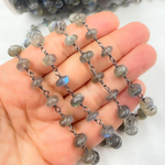 Load image into Gallery viewer, Labradorite Oxidized 925 Sterling Silver Wire Chain. LAB3