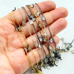 Load image into Gallery viewer, White Moonstone Pear Shape Dangle Wire Chain. WMS1