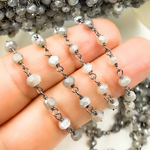 Load image into Gallery viewer, Coated Cyloni Moonstone Black Rhodium 925 Sterling Silver Wire Chain. CMS54
