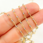 Load image into Gallery viewer, Coated Grey Moonstone Gold Plated Wire Chain. CMS62