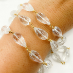 Load image into Gallery viewer, Crystal Tear Drop Gold Plated Wire Chain. CR21