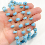 Load image into Gallery viewer, Turquoise Rondel Shape Gold Plated Wire Chain. TRQ49