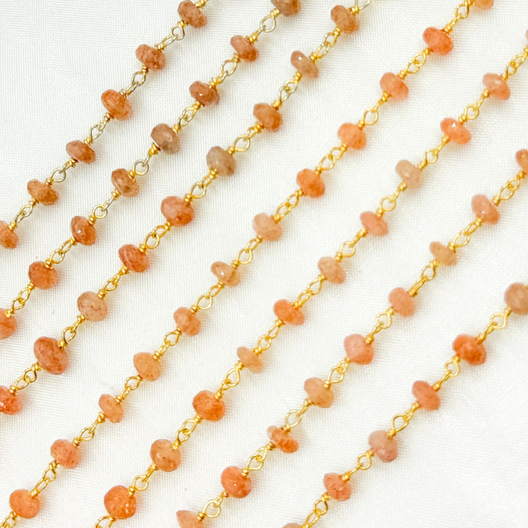 Sunstone Smooth Gold Plated 925 Sterling Silver Wire Chain. SNS8