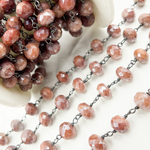 Load image into Gallery viewer, Coated Peach Quartz Oxidized Wire Chain. CQU38