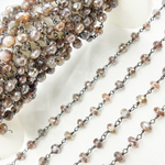 Load image into Gallery viewer, Coated Rondel Moonstone Oxidized Wire Chain. CMS72