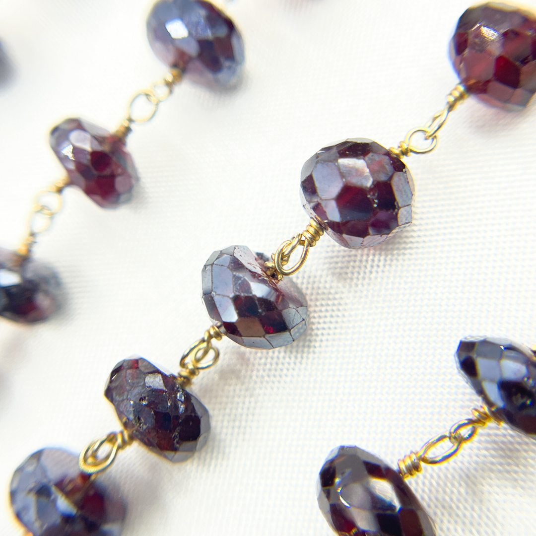 Coated Garnet Gold Plated Wire Chain. CGR3