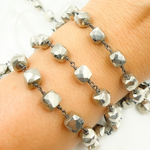 Load image into Gallery viewer, Steel Pyrite Cube Shape Oxidized Wire Chain.