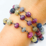 Load image into Gallery viewer, Multi Sapphire Oxidized Wire Chain. MSA16