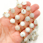 Load image into Gallery viewer, Solar Quartz Coin Shape Gold Plated Wire Chain.