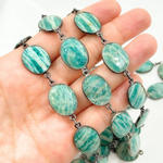Load image into Gallery viewer, Amazonite Oval Shape Oxidized Wire Chain. AMZ3