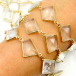 Load image into Gallery viewer, Crystal Rectangular Shape Bezel Gold Plated Wire Chain. CR8
