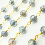 Load image into Gallery viewer, Coated Labradorite Round Gold Plated Wire Chain. CLB33