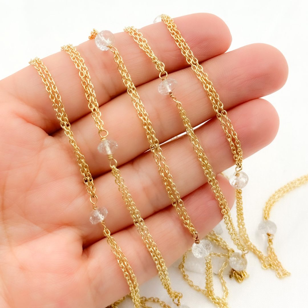 Crystal Double Gold Plated Connected Wire Chain. CR18