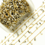 Load image into Gallery viewer, Steel Pyrite Drop & CZ Pear Shape Dangle Oxidized Wire Chain. PYR30