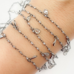 Load image into Gallery viewer, Coated Labradorite & CZ Dangle Oxidized Wire Chain