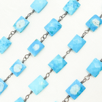 Load image into Gallery viewer, Turquoise Rectangle Shape Oxidized Wire Chain. TRQ30