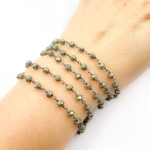 Load image into Gallery viewer, Pyrite Wire Wrap 925 Sterling Silver Wire Chain. PYR4