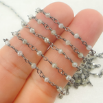 Load image into Gallery viewer, Coated Prehnite Oxidized 925 Sterling Silver Wire Chain. CPR5