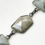 Load image into Gallery viewer, Coated Milky Aquamarine Organic Shape Bezel Oxidized Wire Chain.