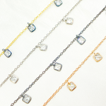 Load image into Gallery viewer, Cubic Zirconia Square 4mm Shape Dangle Chain.