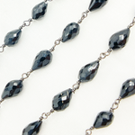 Load image into Gallery viewer, Black Spinel Pear Shape Oxidized Wire Chain. BSP52
