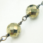 Load image into Gallery viewer, Pyrite Faceted Round Shape Oxidized Wire Chain. PYR47