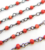 Load image into Gallery viewer, Red Coral Wire Wrap Chain. COR5
