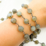 Load image into Gallery viewer, Labradorite Round Shape Oxidized Wire Chain. LAB99