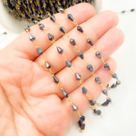 Load image into Gallery viewer, Coated Black Spinel Tear Drop Wire Chain. CBS16