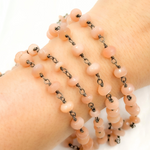 Load image into Gallery viewer, Peach Moonstone Oxidized Wire Chain. MS26
