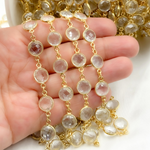 Load image into Gallery viewer, Crystal Round Shape Bezel Gold Plated Wire Chain. CR35
