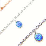 Load image into Gallery viewer, Created Blue Opal Round Shape Dangle Chain. CBO1