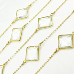 Load image into Gallery viewer, Crystal Rectangle Shape Bezel Gold Plated Wire Chain. CR6