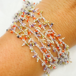 Load image into Gallery viewer, Multi Color C.Z. Cluster Dangle 925 Sterling Silver Wire Chain.