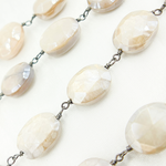 Load image into Gallery viewer, Coated Moonstone Oval Shape Oxidized Wire Chain. CRO2