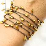 Load image into Gallery viewer, Golden Pyrite Drop Dangle Oxidized Wire Chain. PYR27
