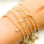 Load image into Gallery viewer, Labradorite & CZ Dangle Gold Plated Wire Chain. LAB40