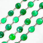 Load image into Gallery viewer, Green Onyx Organic Shape Bezel Oxidized Wire Chain. ON8