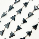 Load image into Gallery viewer, Black Spinel Triangle Shape Oxidized 925 Sterling Silver Wire Chain.