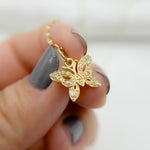 Load image into Gallery viewer, 14k Solid Gold Diamonds Butterfly Charm. GDP391