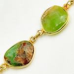 Load image into Gallery viewer, Chrysoprase Organic Shape Bezel Gold Plated Wire Chain. CHR31
