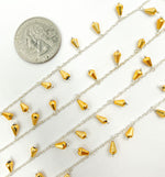 Load image into Gallery viewer, Golden Pyrite Drop Dangle 925 Sterling Silver Wire Chain. PYR28