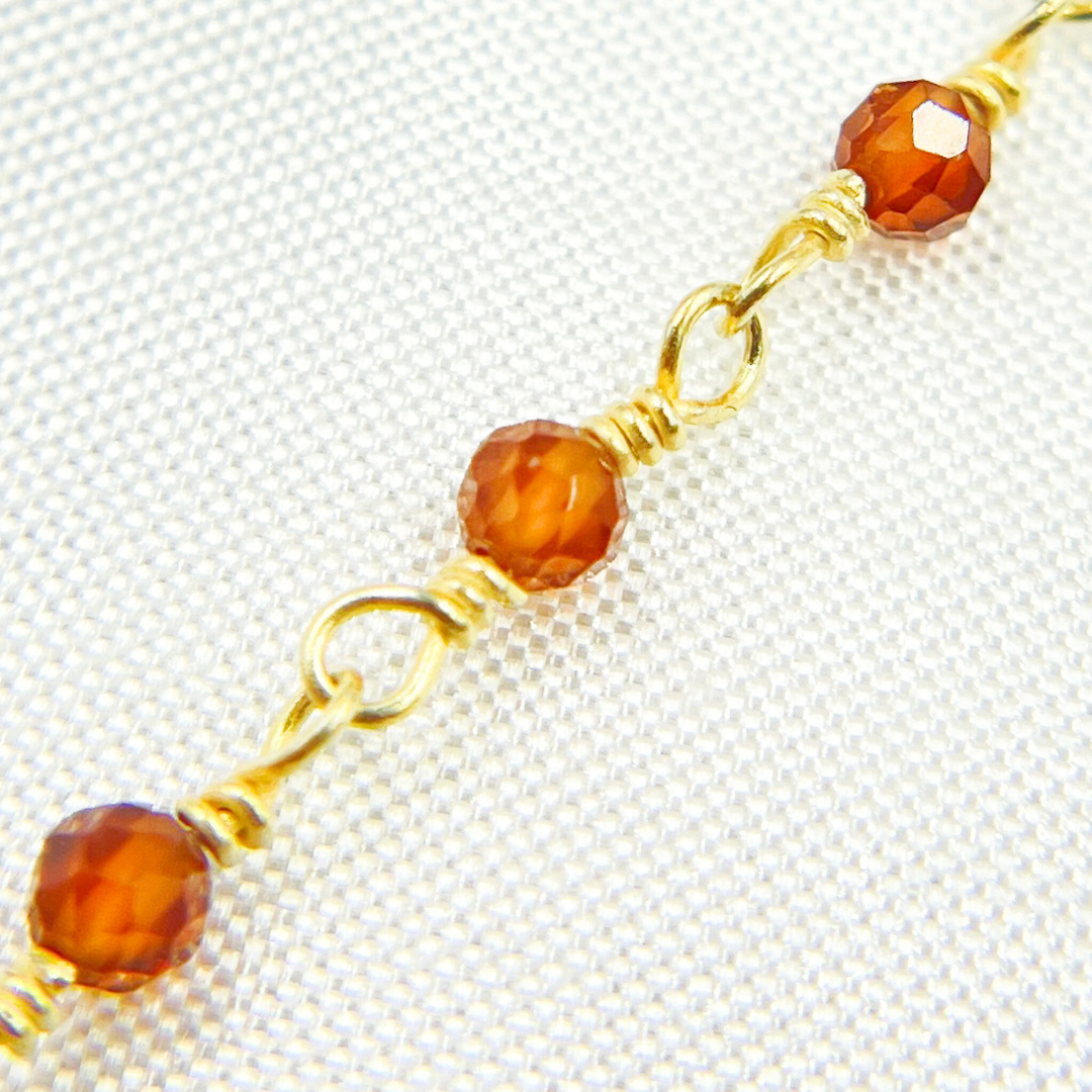 Hessonite Gold Plated Wire Chain. HES2