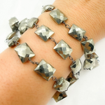 Load image into Gallery viewer, Steel Pyrite Rectangular Shape Oxidized Wire Chain. PYR38