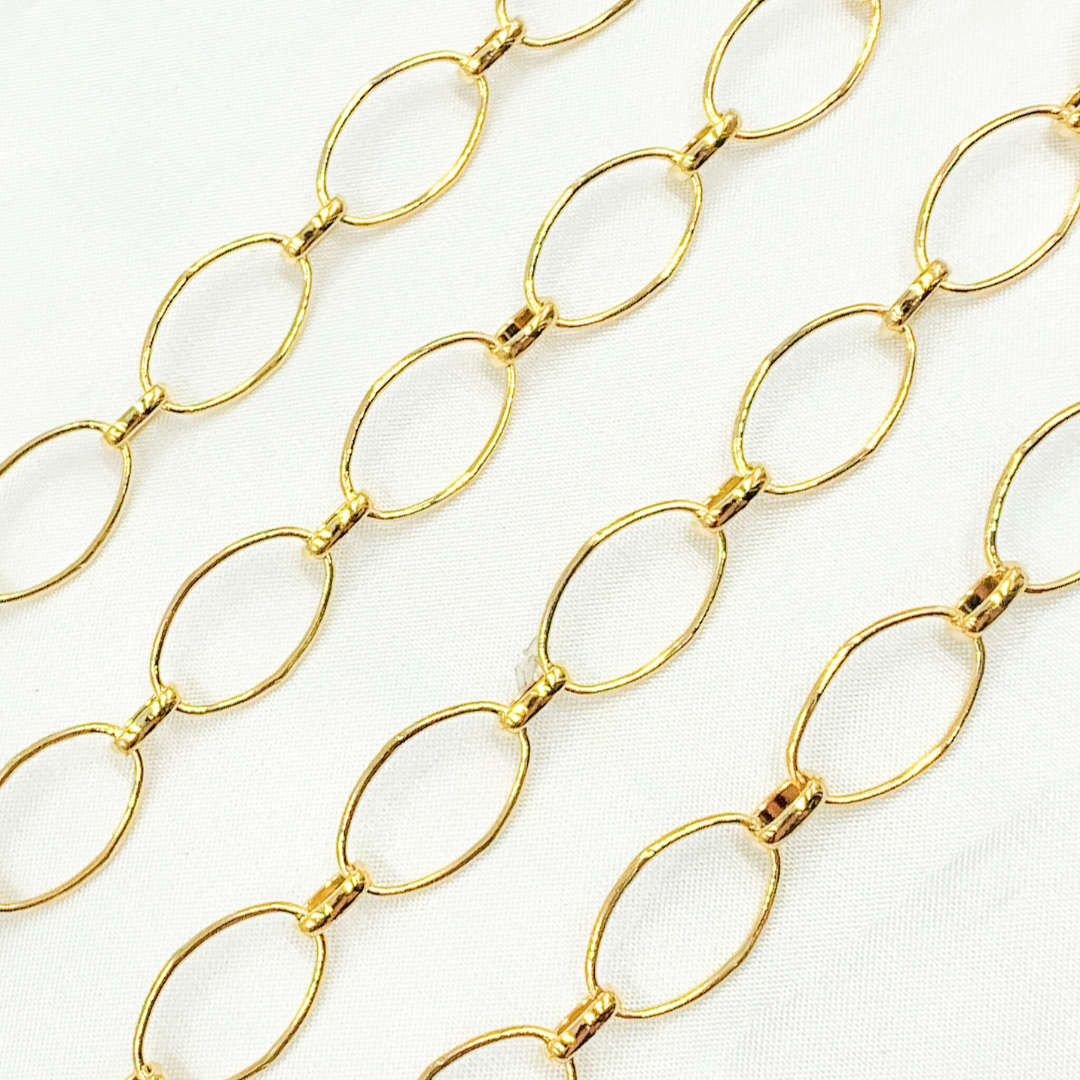 Gold Plated 925 Sterling Silver Oval Long and Short Link. V155GP