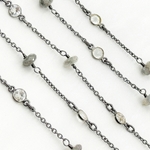 Load image into Gallery viewer, Labradorite & White Topaz Oxidized Connected Wire Chain. LAB48