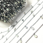 Load image into Gallery viewer, Created White Opal + CZ Pear Shape Dangle Chain. CWO14