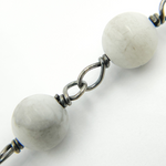 Load image into Gallery viewer, Howlite Gemstone Round Shape Oxidized Wire Chain. HO4
